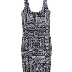 H&M black and white patterned bodycon dress